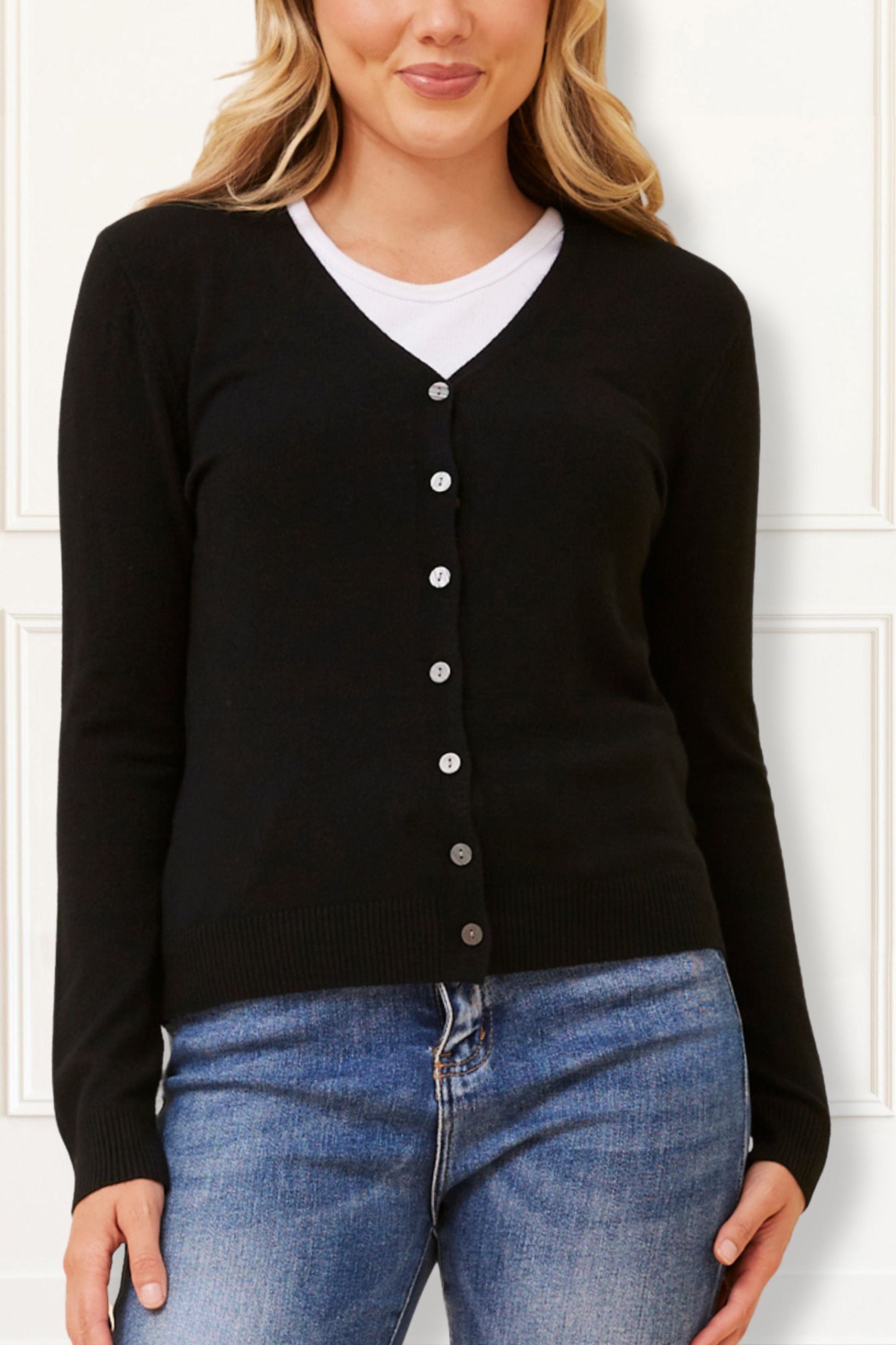 Collette Lightweight Solid Cardigan Button Front Long Sleeves-0