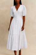 Elena White Eyelet Midi Dress