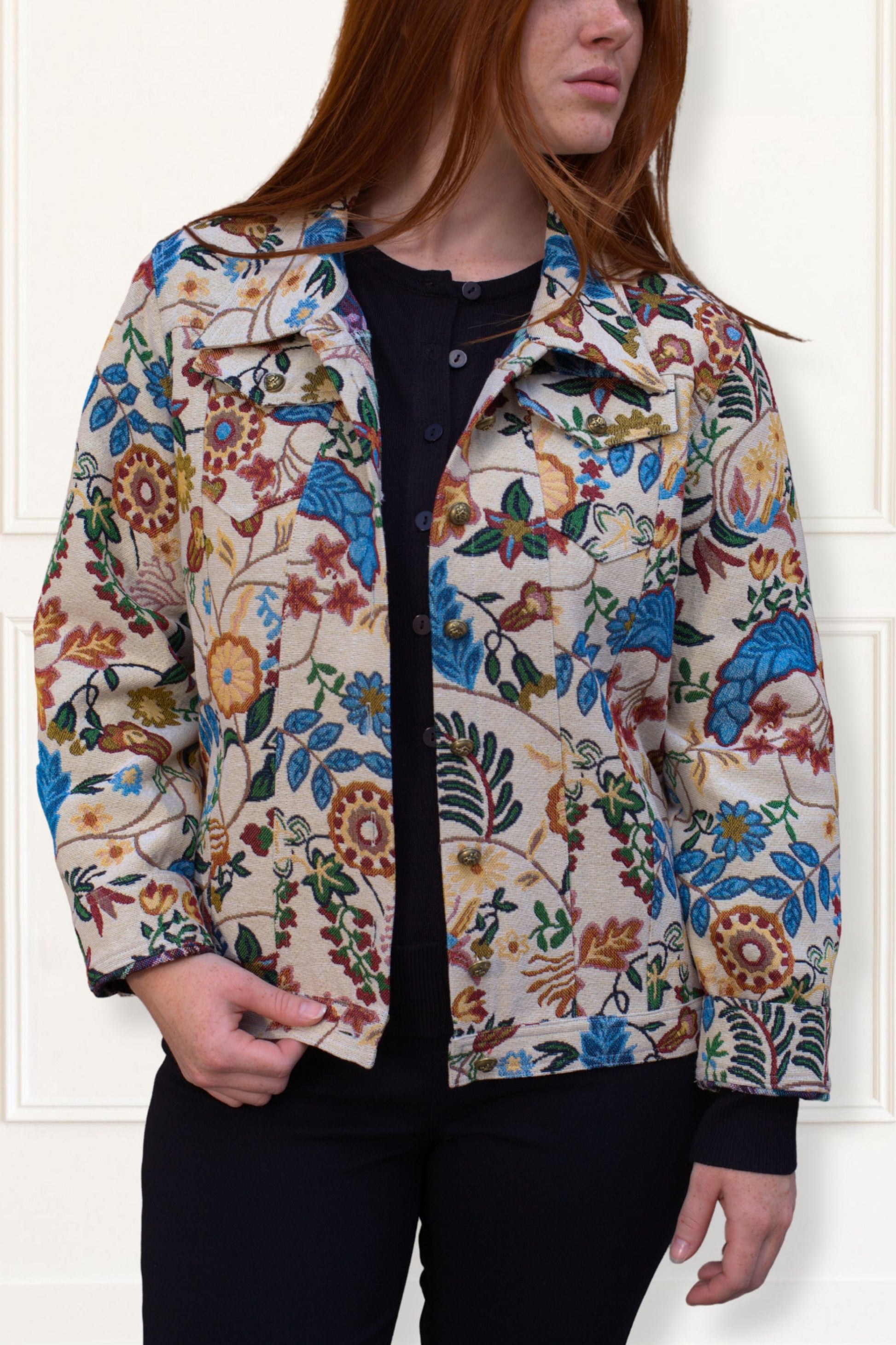 Elodie Women's Tapestry Floral Jacket Vintage-Inspired Embroidery-0