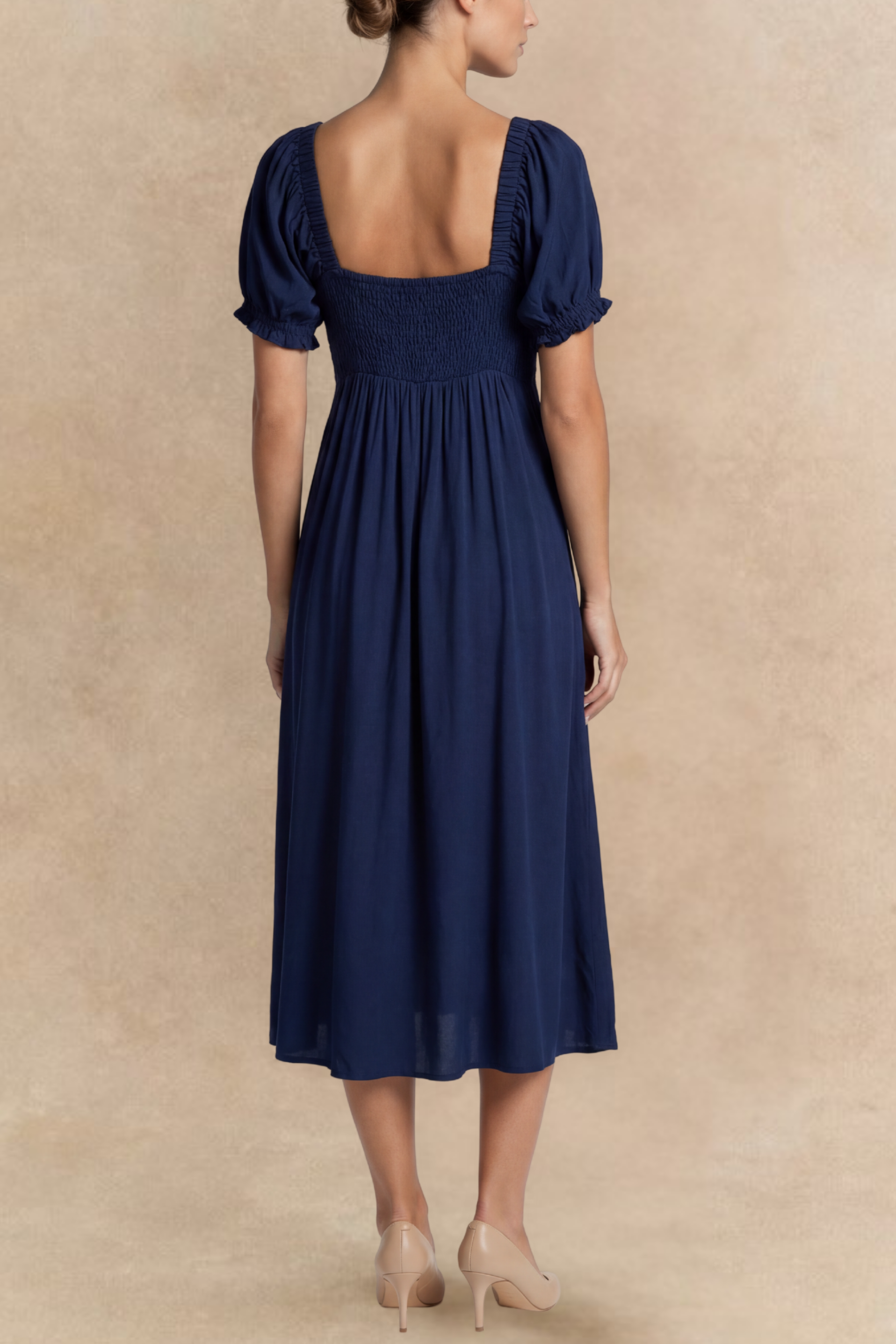 Genevieve Midi Dress Short Sleeves Front Tie