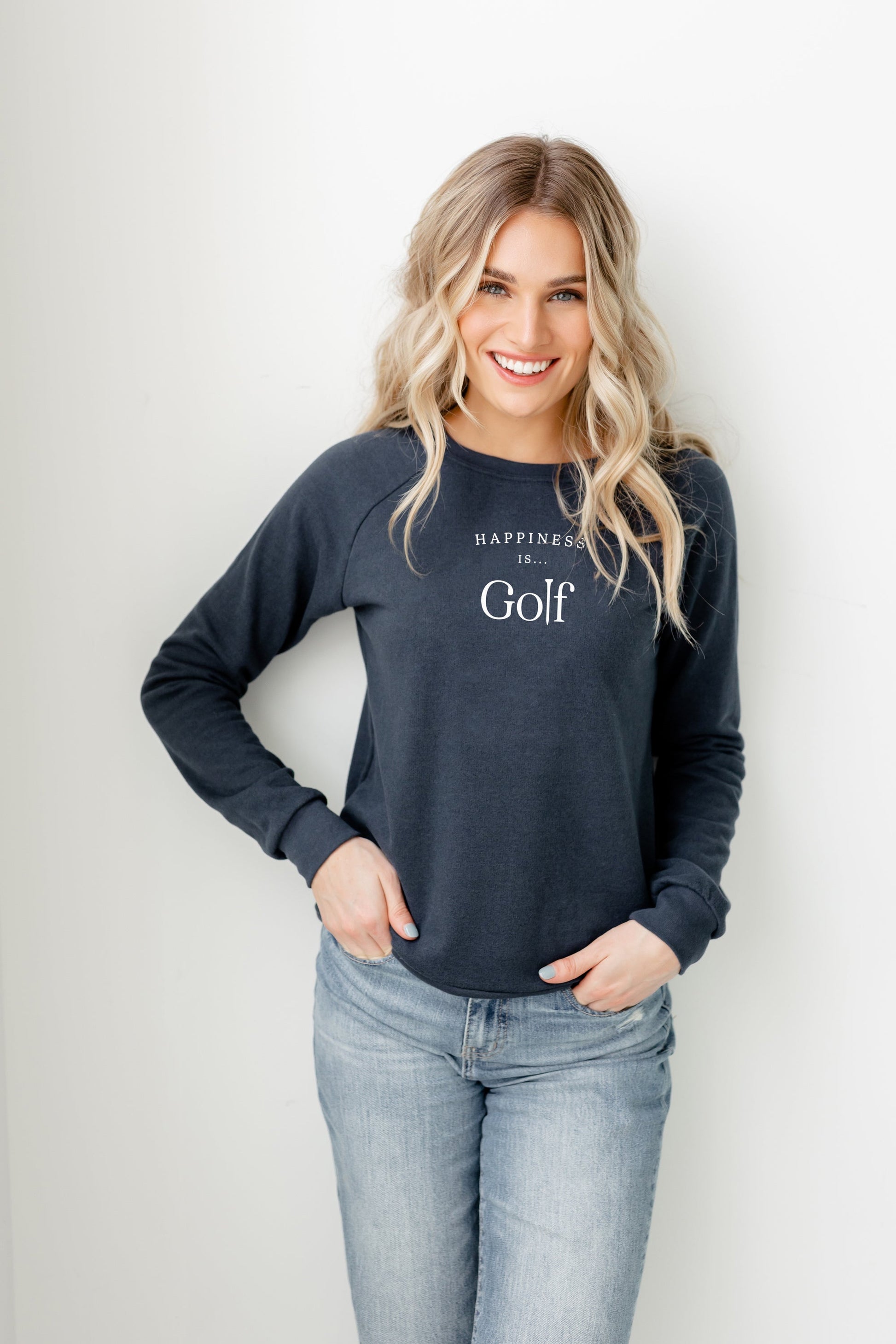 Women's Golf Crew Sweatshirt, True Navy-1