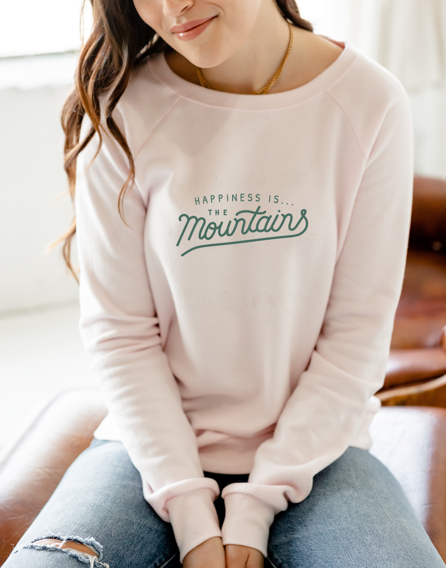 Women's Mountains Crew Sweatshirt, Ballet Pink-1