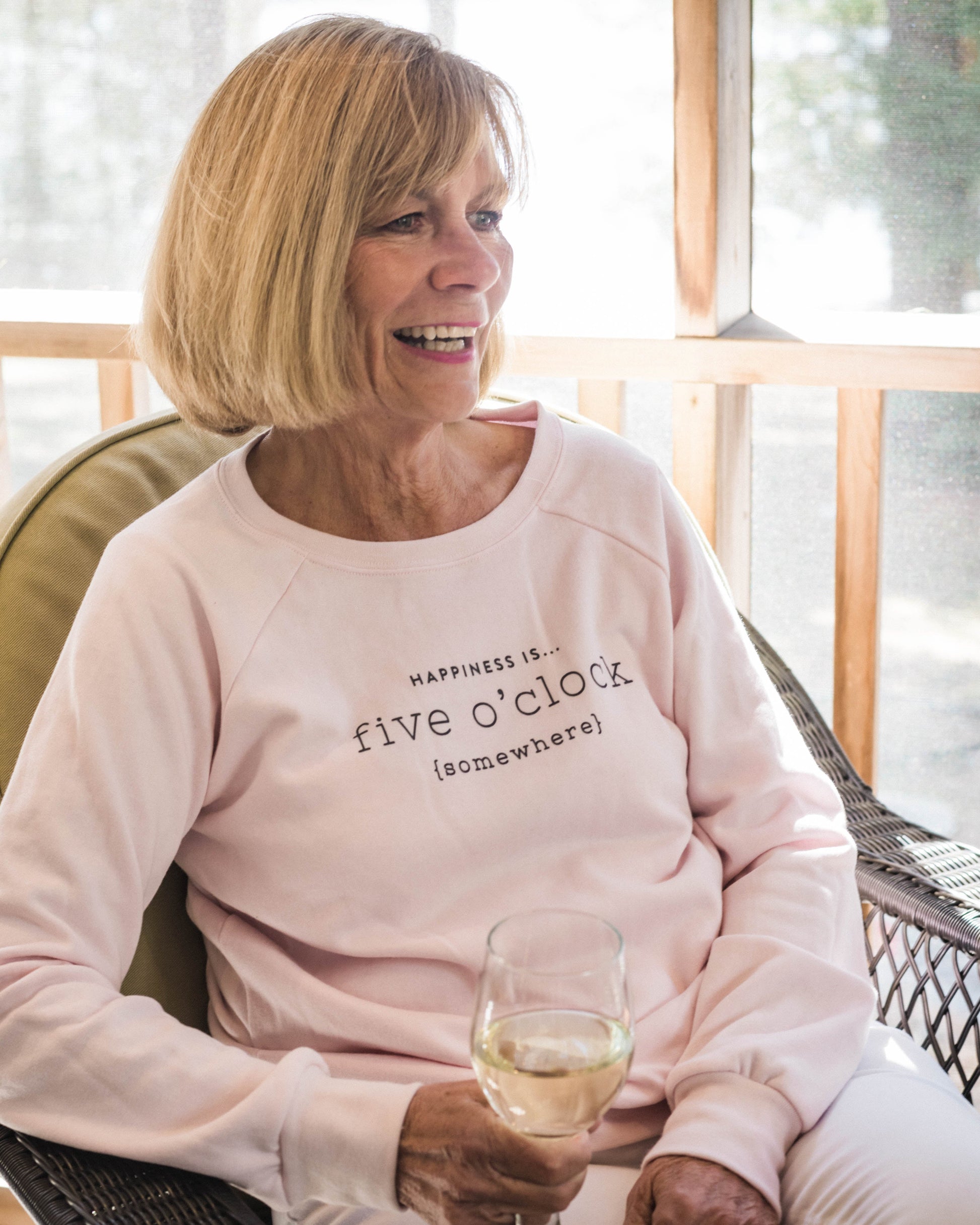 Women's Five O'Clock Crew Sweatshirt, Ballet Pink-1
