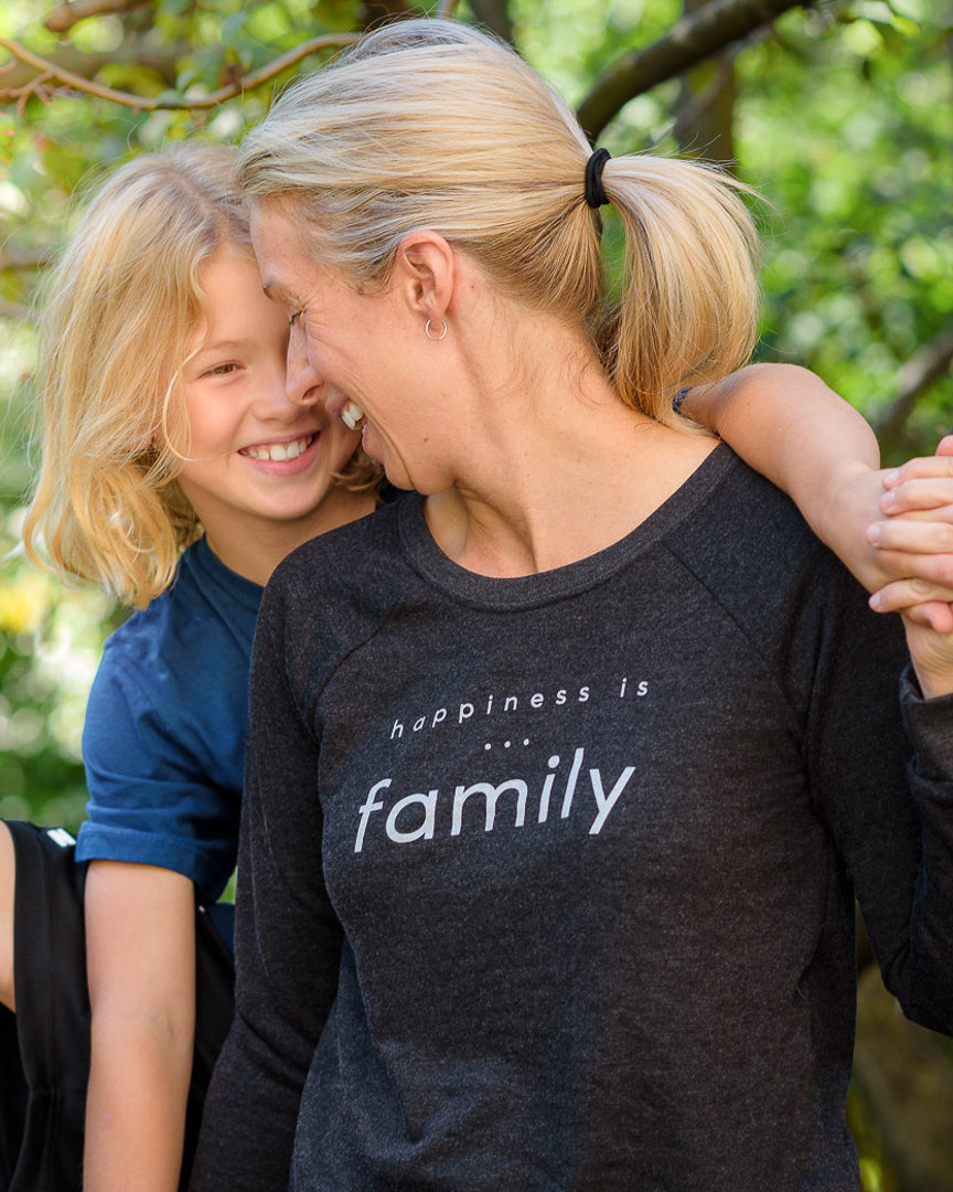 Women's Family Crew Sweatshirt, Charcoal-2