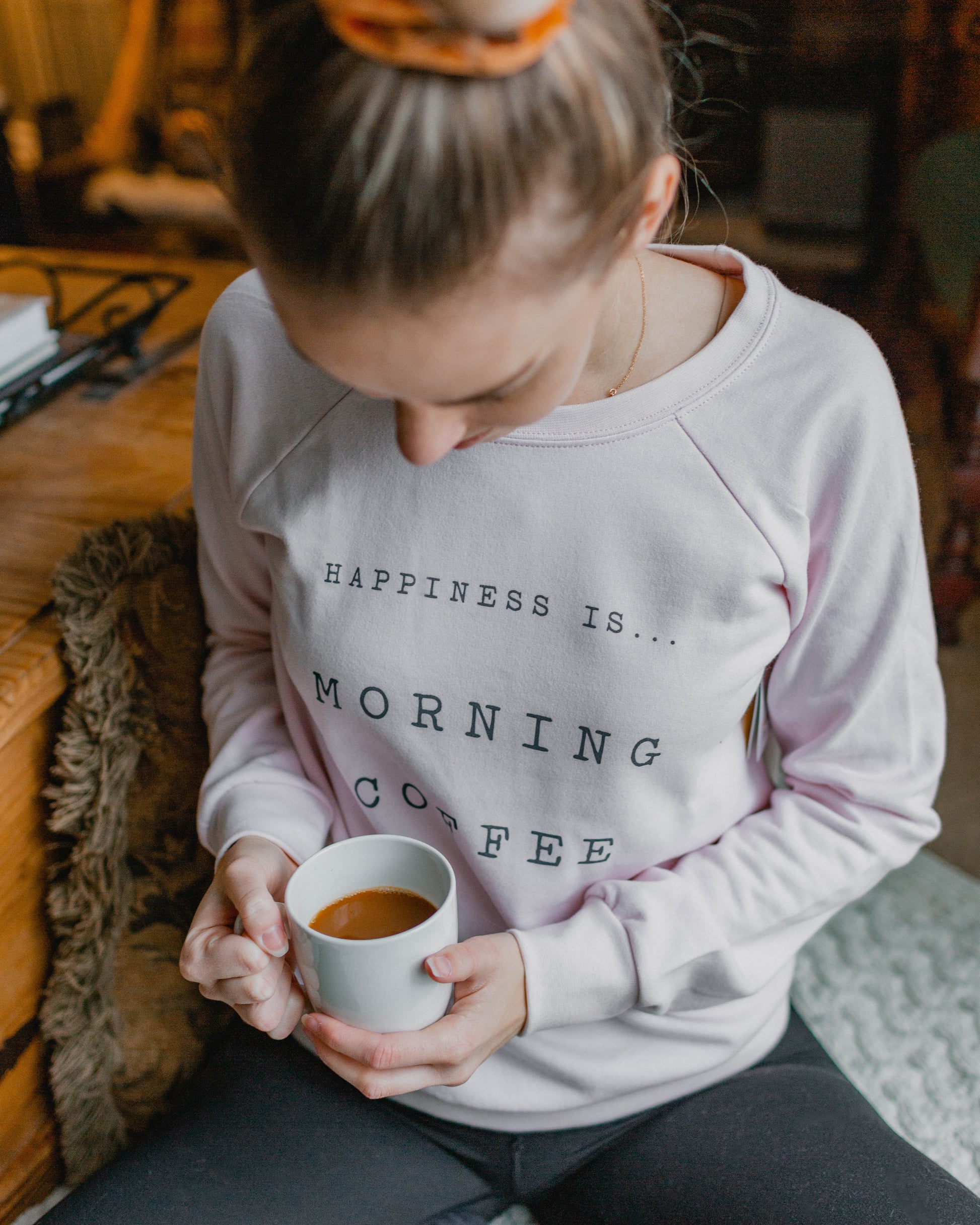 Women's Coffee Crew Sweatshirt, Ballet Pink-2