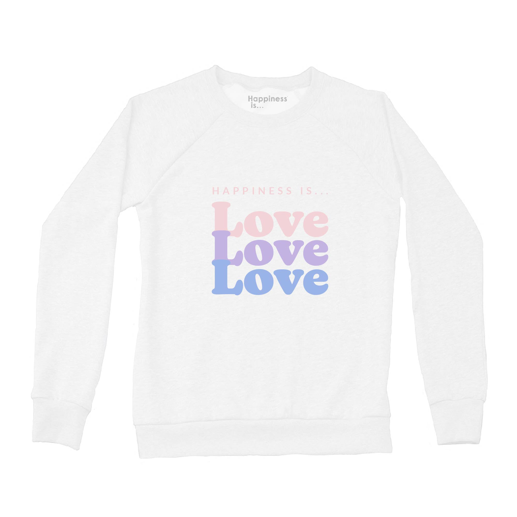 Women's Love Love Love Crew Sweatshirt, White-0