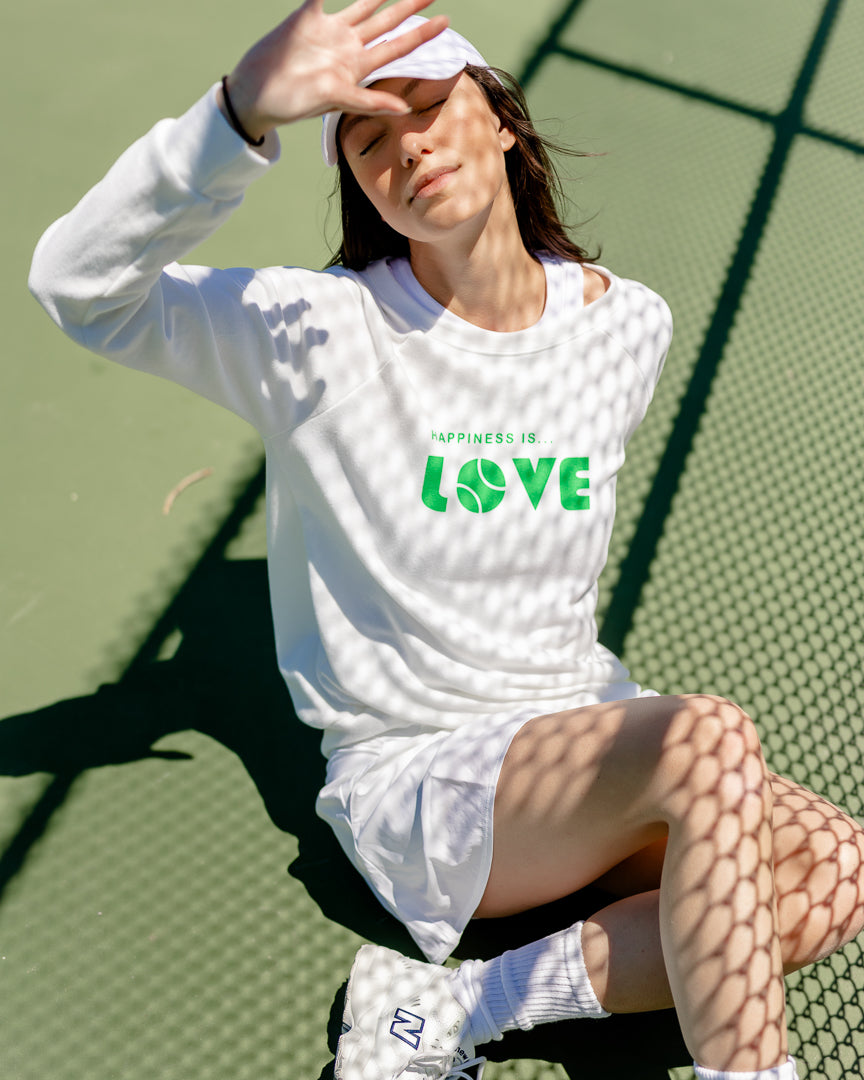 Women's Tennis Love Crew Sweatshirt, White-4
