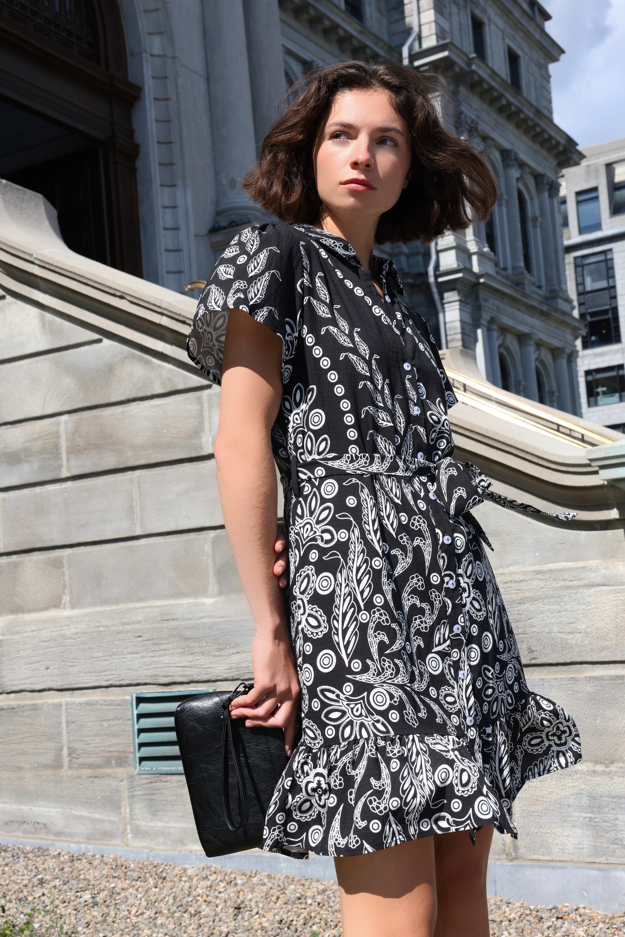 Margaux Short Shirt Dress Black