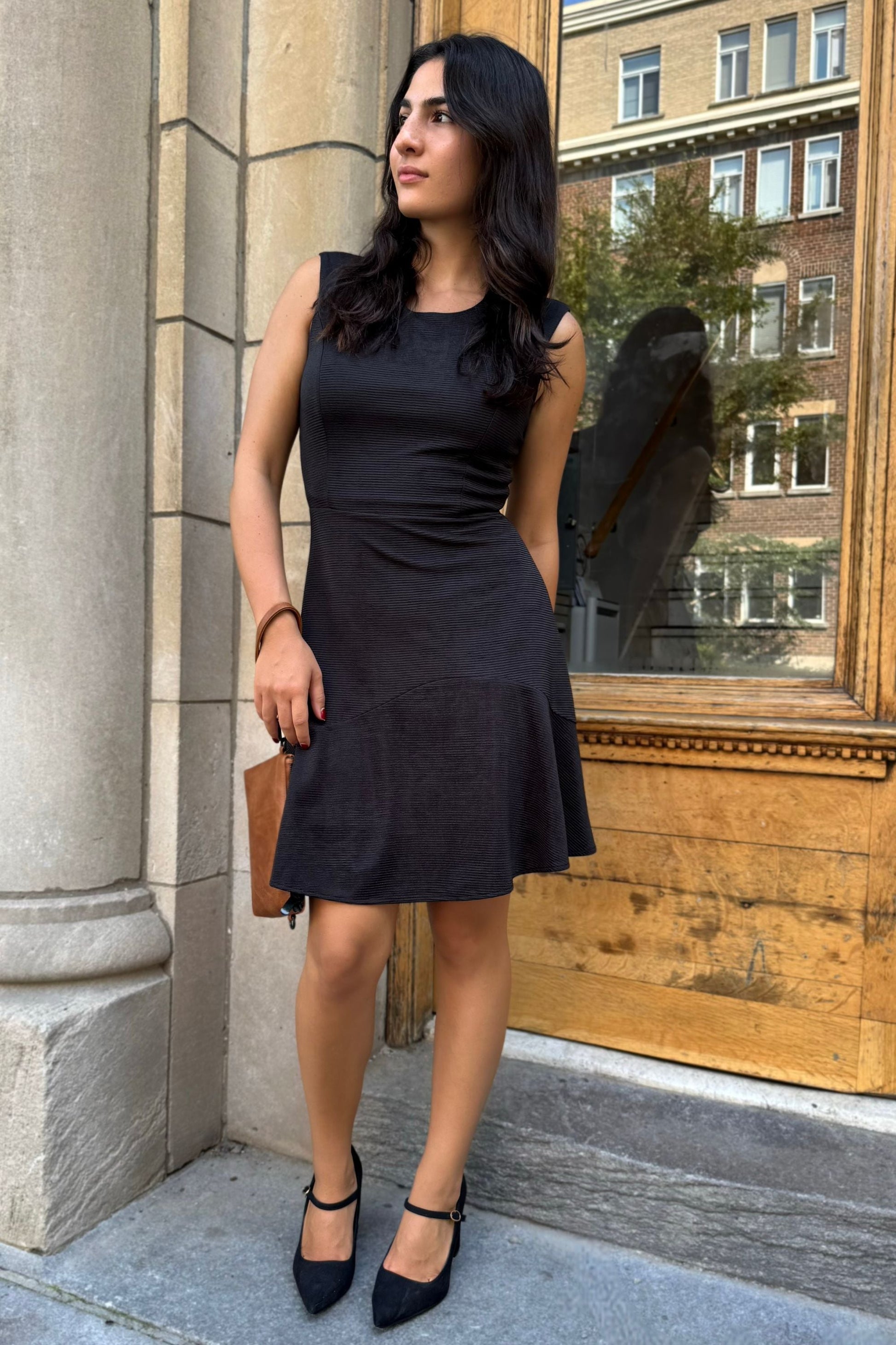 Marie Black Sleeveless Knit A-Line Dress Lightweight Comfortable-2