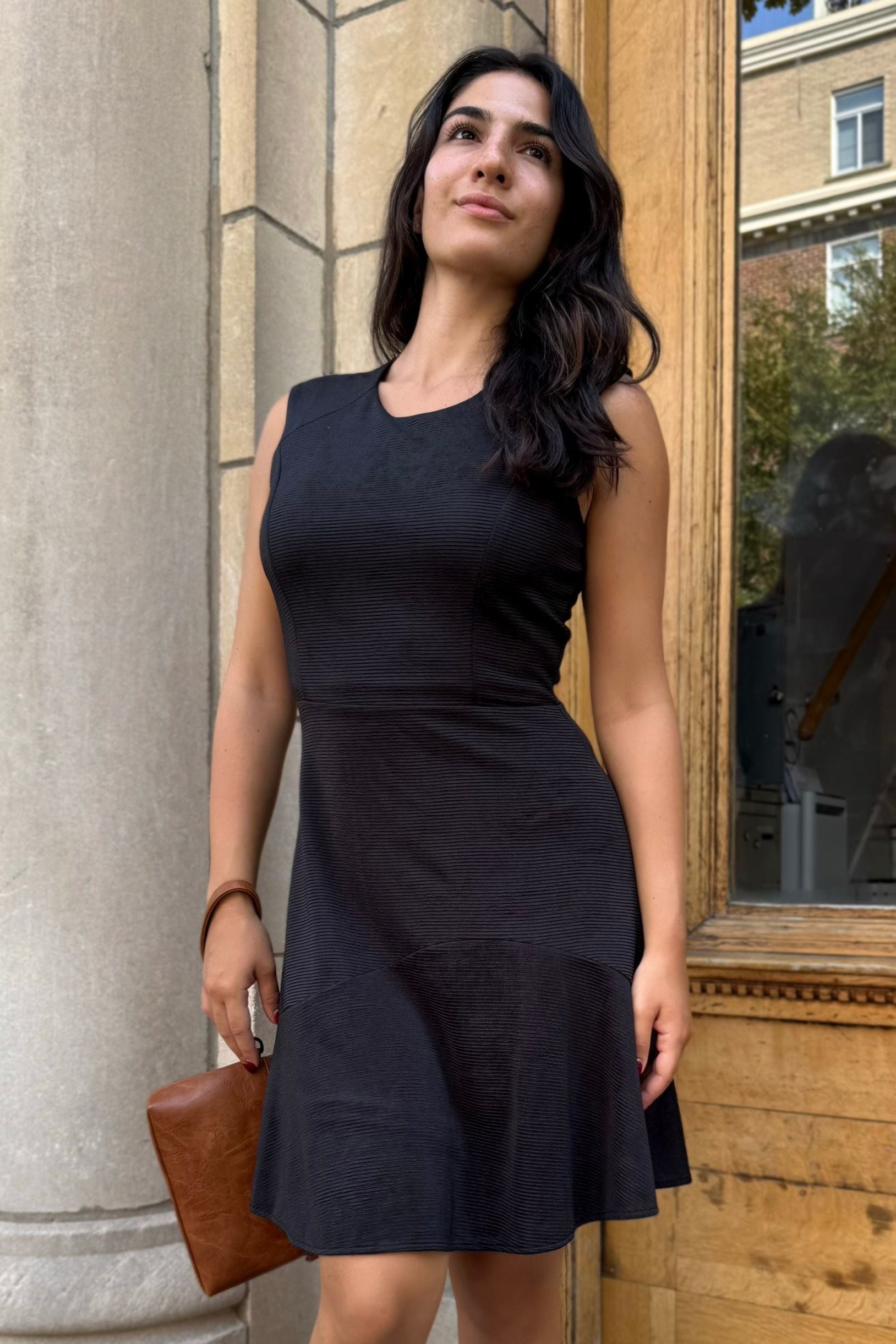Marie Black Sleeveless Knit A-Line Dress Lightweight Comfortable-3