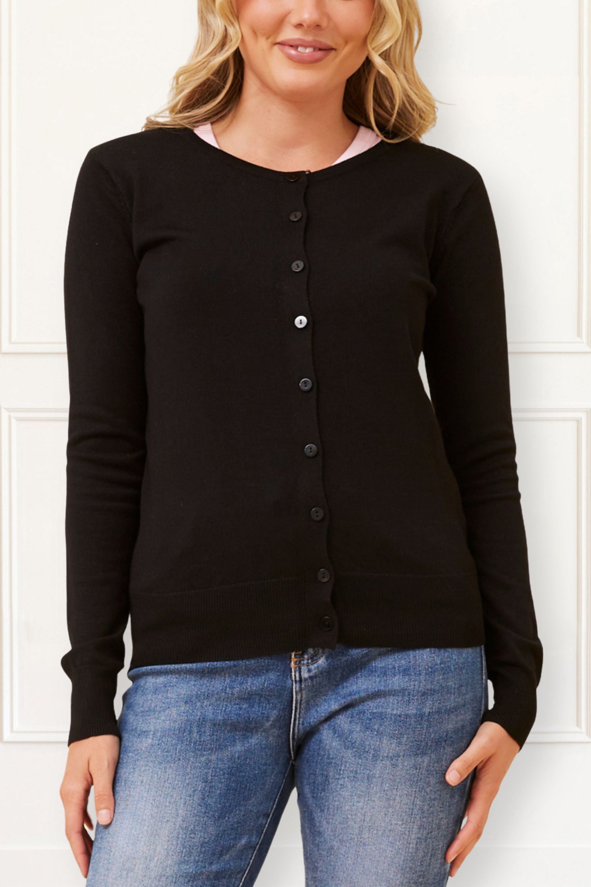 Noelle Women's Lightweight Button-Front Cardigan Round Neckline-5