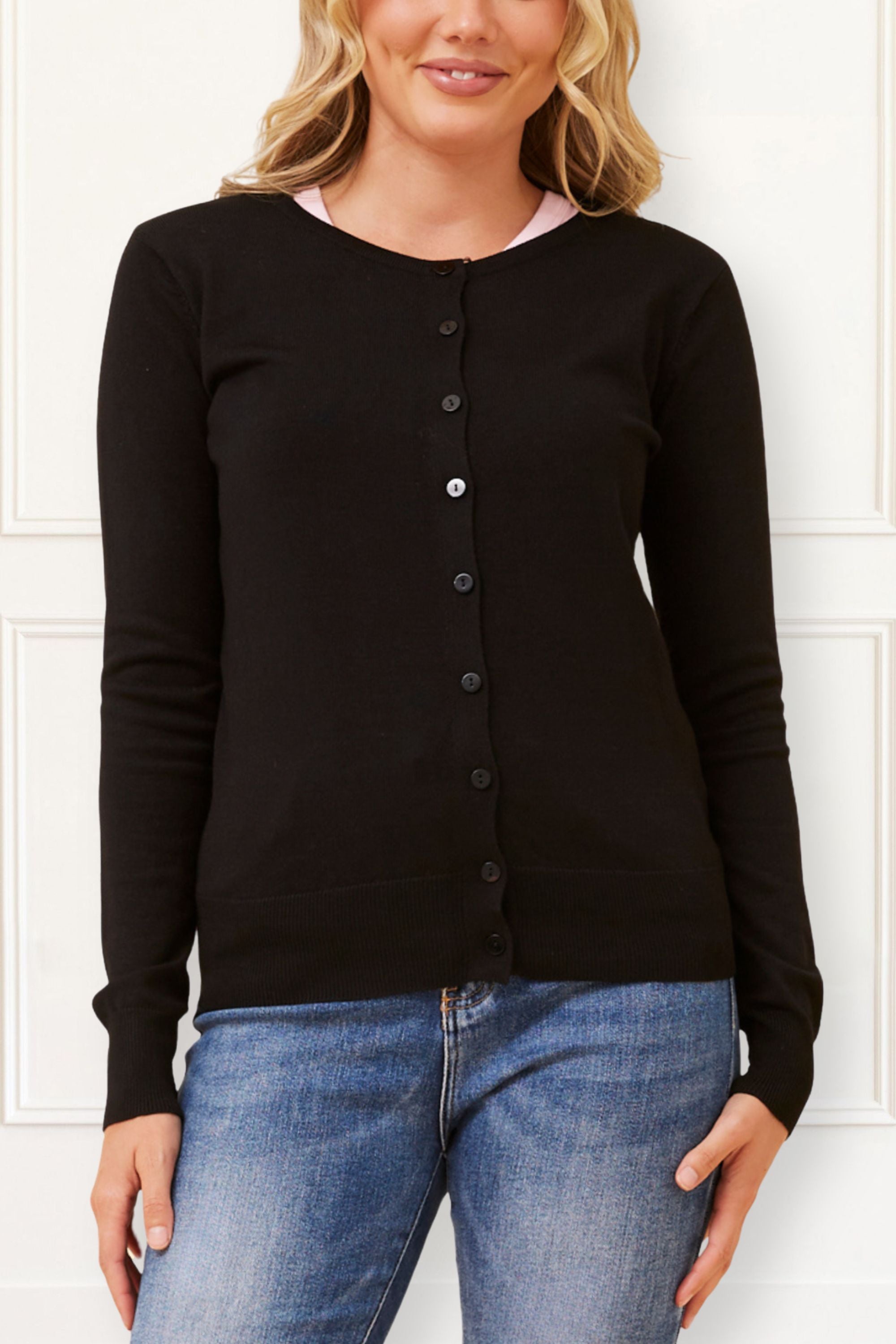 Noelle Women's Lightweight Button-Front Cardigan Round Neckline-5