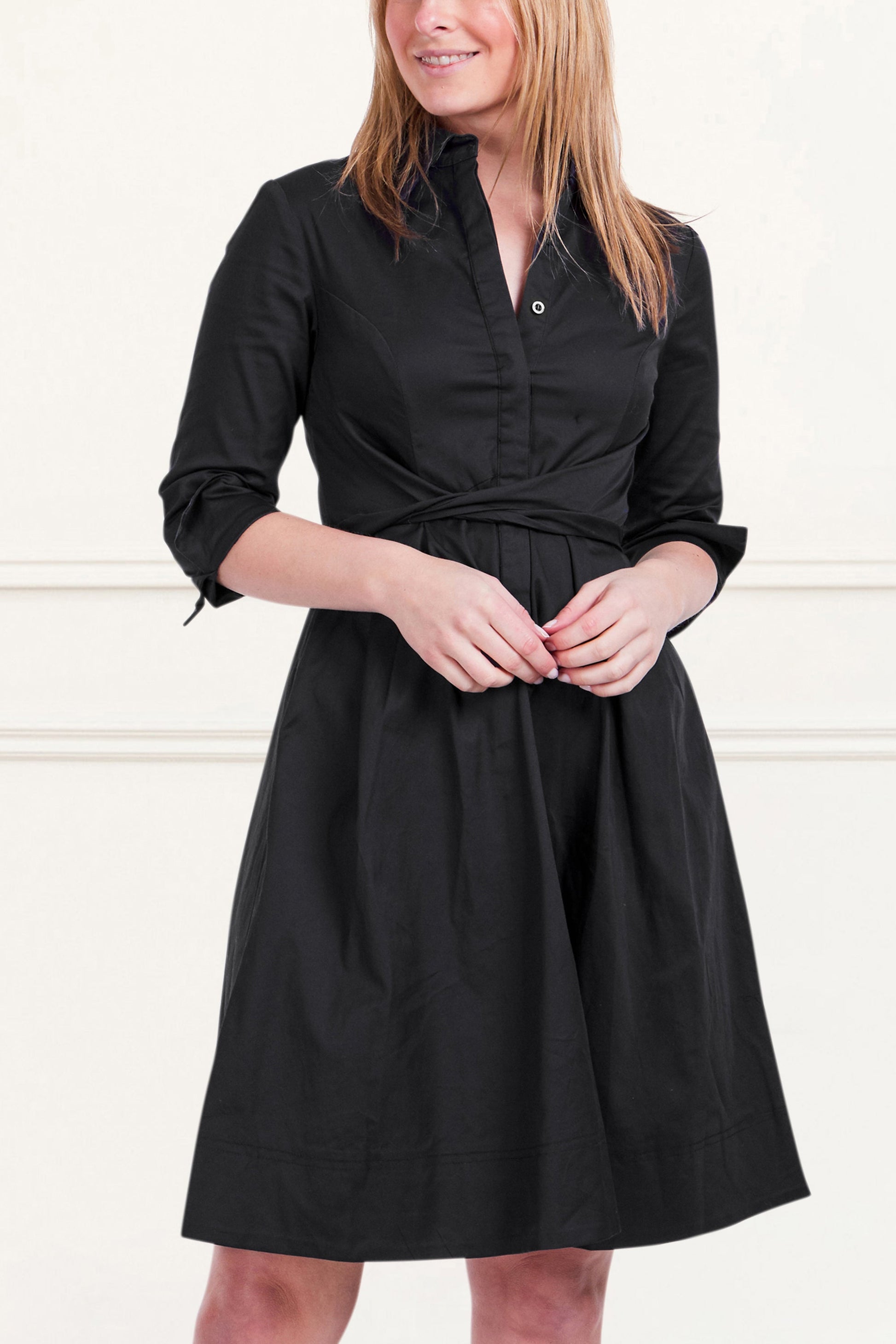 Tessa Elegant Shirt Dress 3/4 Sleeve Buttons-0