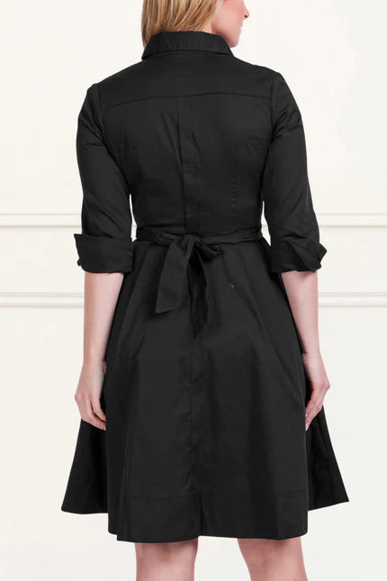 Tessa Elegant Shirt Dress 3/4 Sleeve Buttons