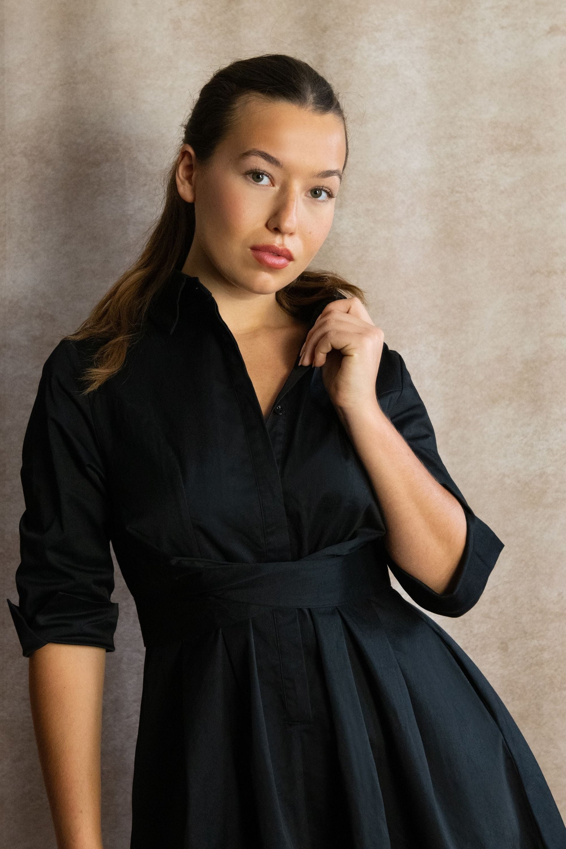 Tessa Elegant Shirt Dress 3/4 Sleeve Buttons-1