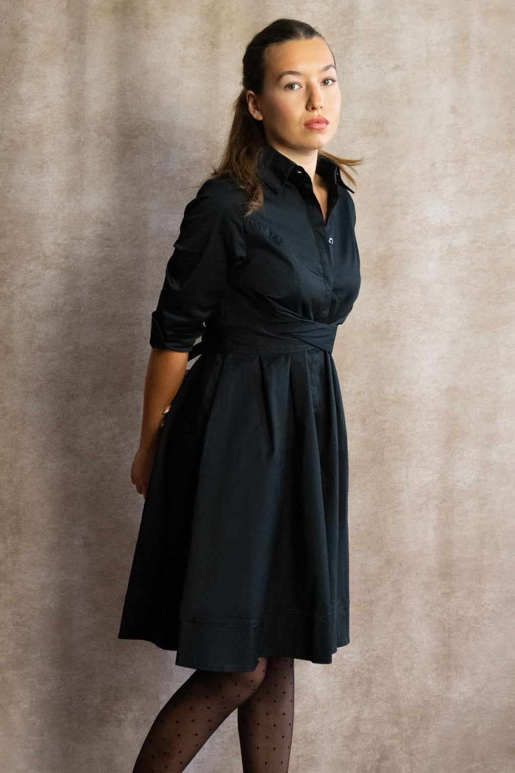Tessa Elegant Shirt Dress 3/4 Sleeve Buttons-4