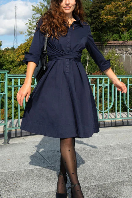 Tessa Elegant Shirt Dress 3/4 Sleeve Buttons