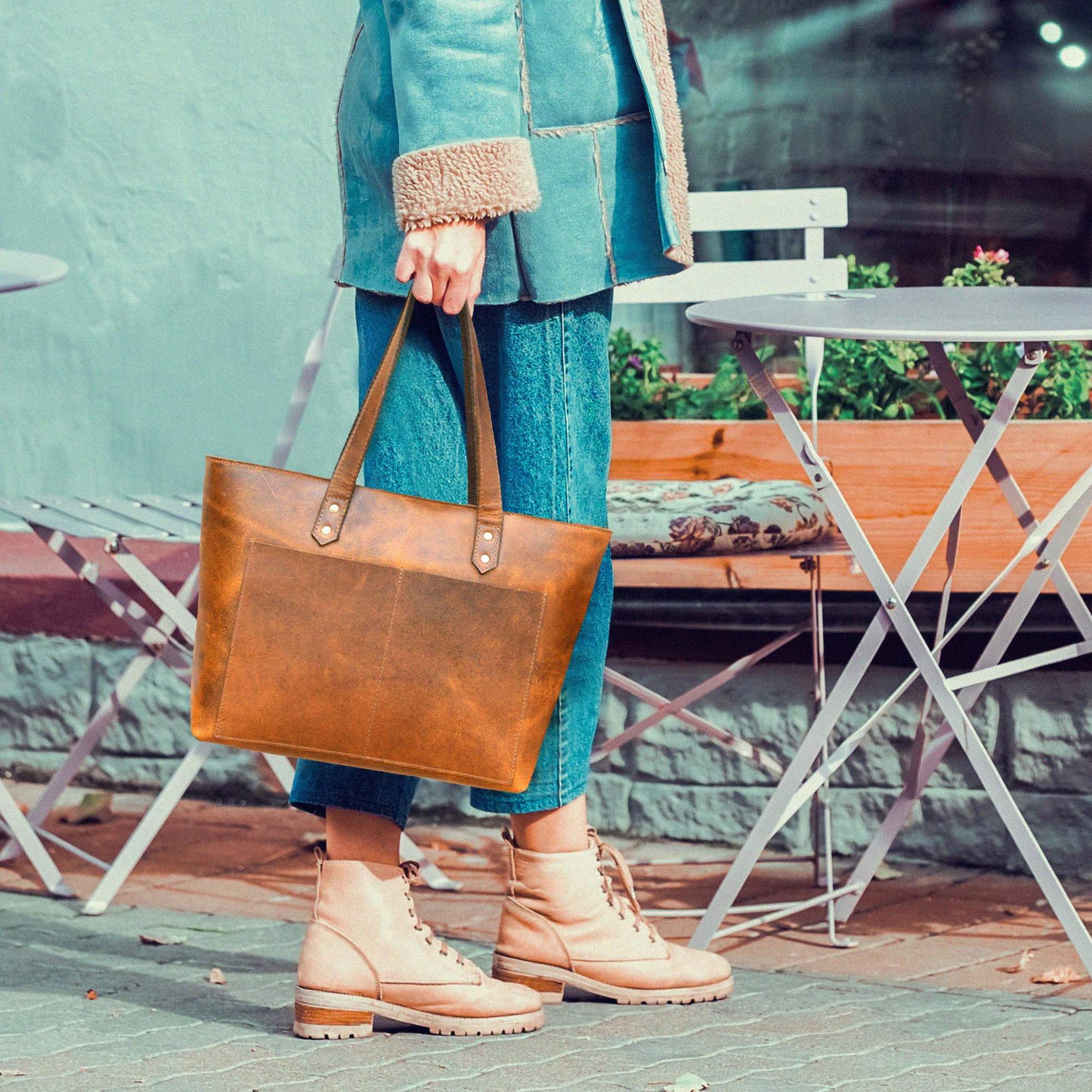 Classic Brown Leather Tote Bag