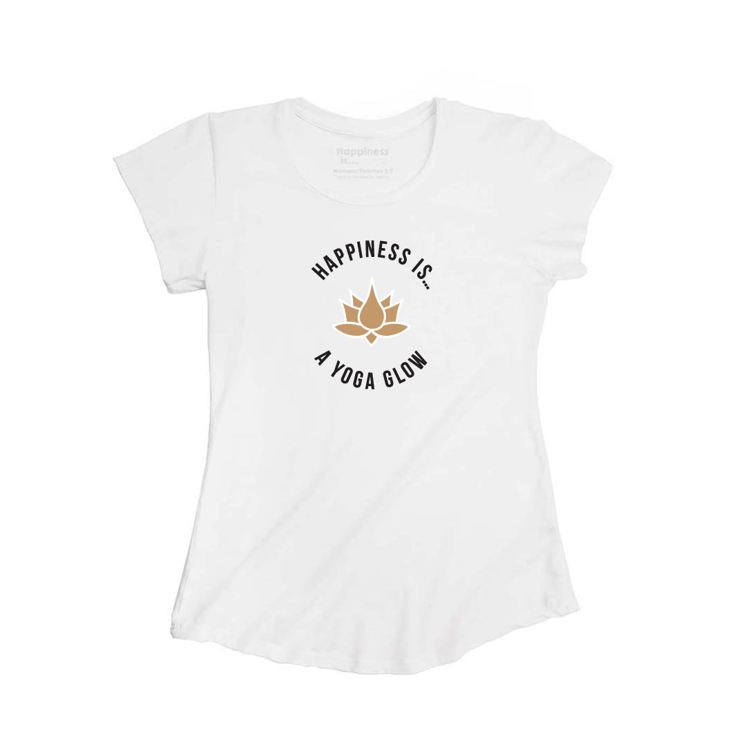Women's Yoga Bamboo T-Shirt, White with Gold Foil-0