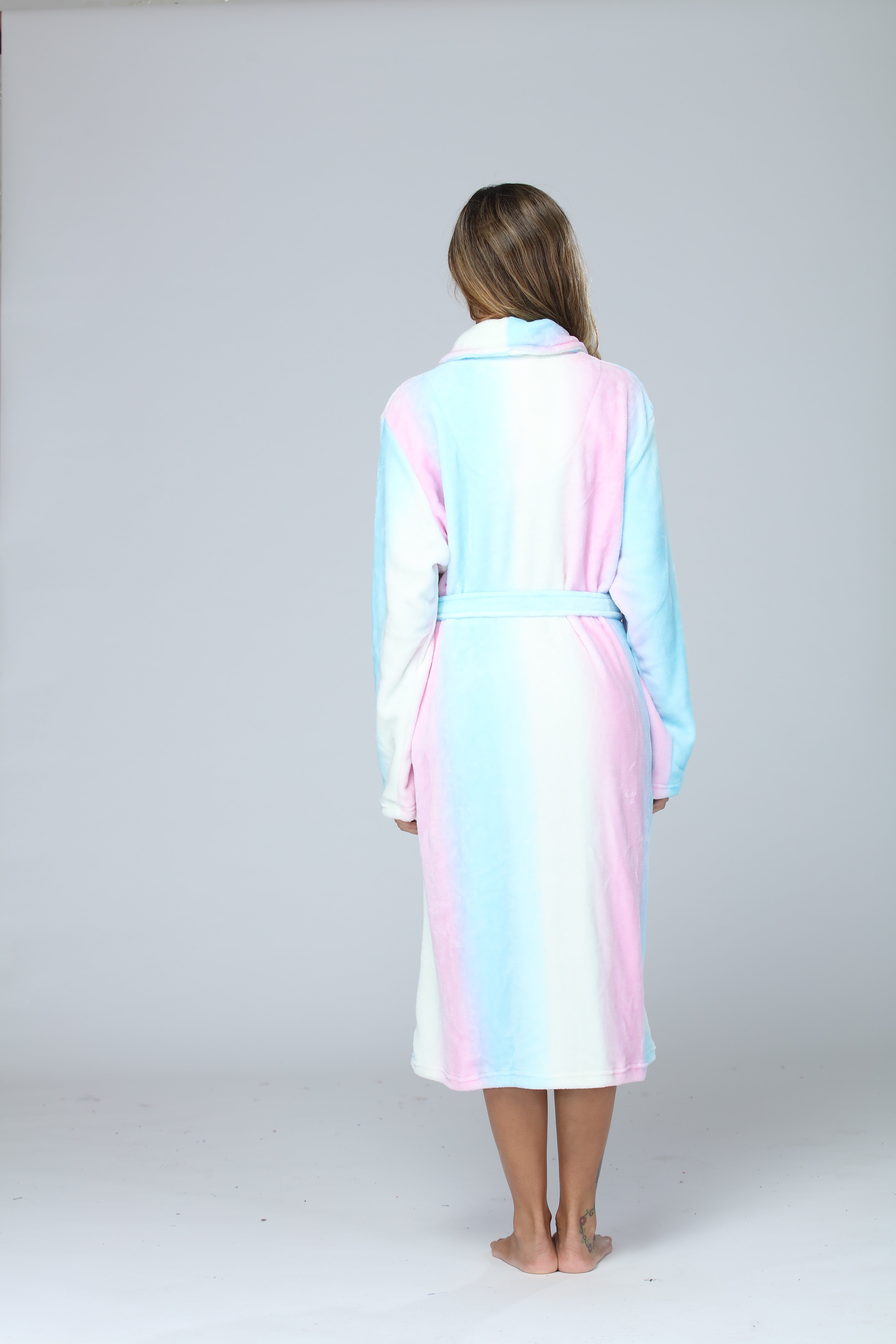 RONGTAI Womens Long Robes Plush Fleece Nightgown Thick Hooded Bathrobe With Pockets Fluffy Sleepwear For Men