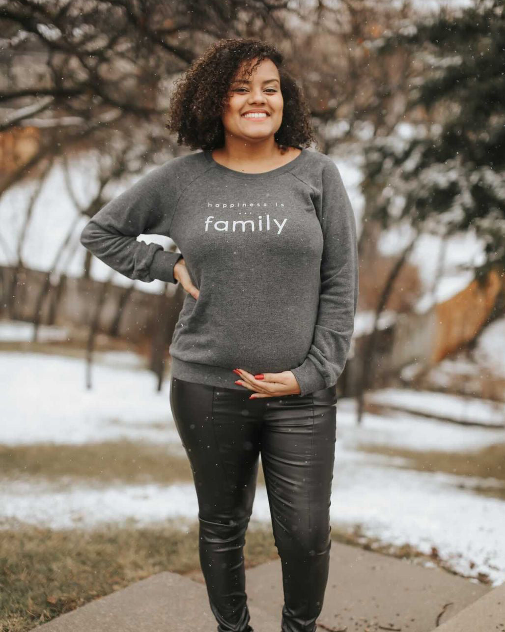 Women's Family Crew Sweatshirt, Charcoal-4