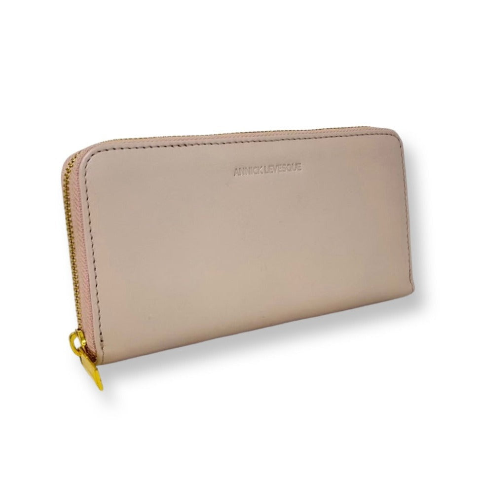 Portefeuille en cuir véritable Rose Blush, Carla