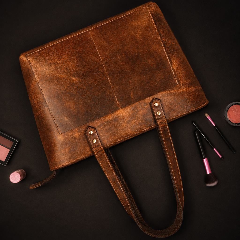 Classic Cognac Leather Tote Bag